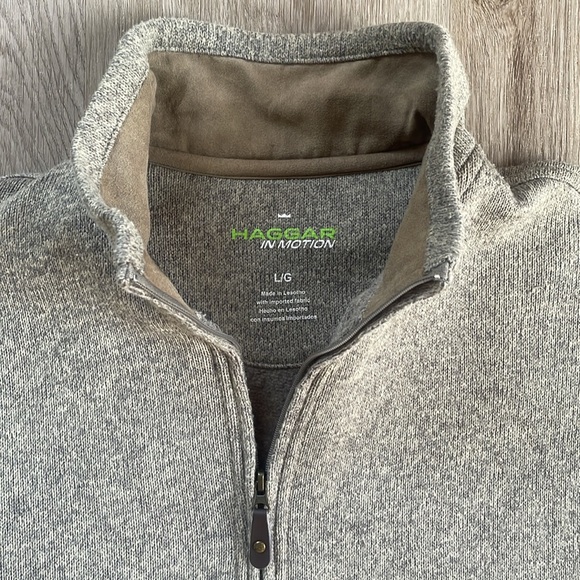 Haggar In Motion 1/4 Zip Knit Sweater - Large(Gray/Tan heather) - Picture 3 of 3